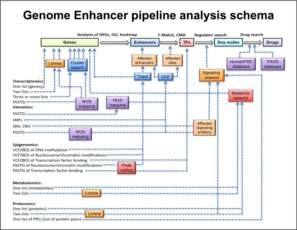 Multi-omics integration Genome Enhancer Pipeline Analysis Schema 1024x794