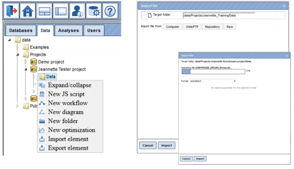 geneXplain platform Introduction, Load data, Analyze any sequence for TFBSs (GTRD) 18. Ways To Import Your Data 1 1024x589