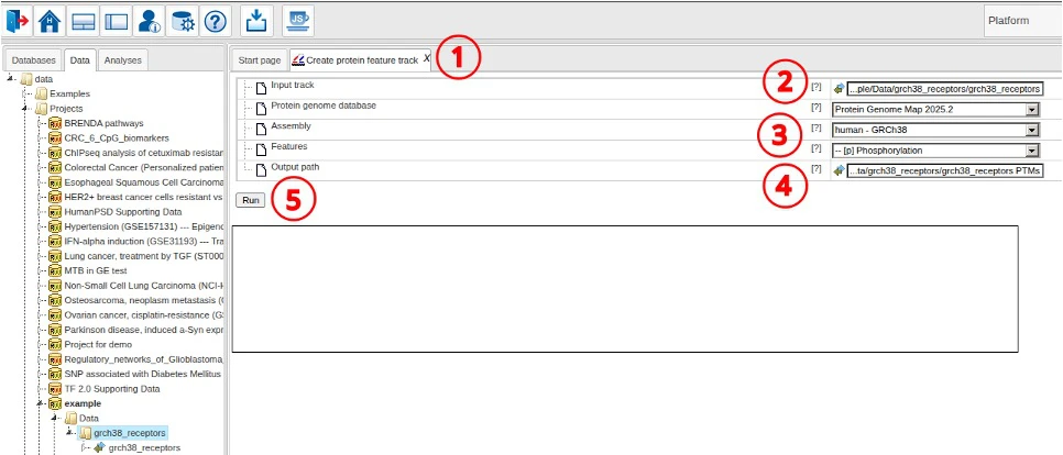 Pathway Omics suite protein feature track extraction