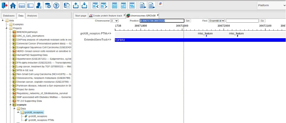 Pathway Omics suite resulting output track